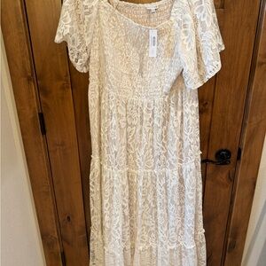 Baltic Born Cream Lace Maxi Dress